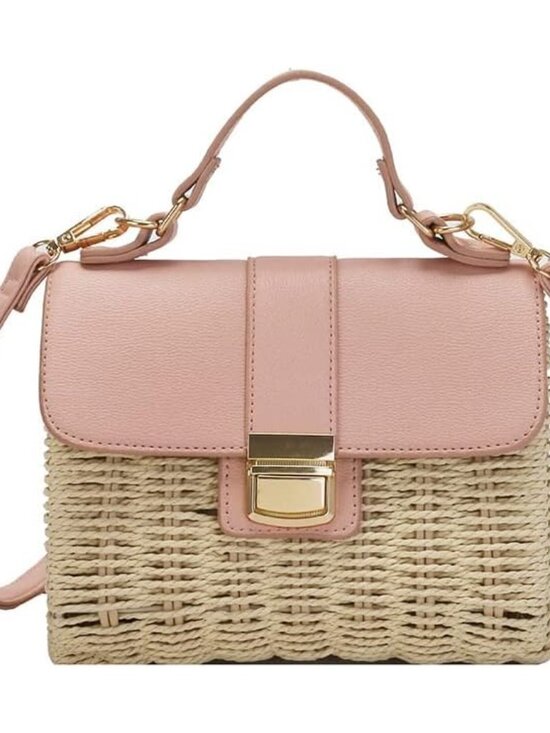 Handbags - Small Straw Crossbody Bags for Women, Rattan Woven Top Handle Handbag Summer Bea